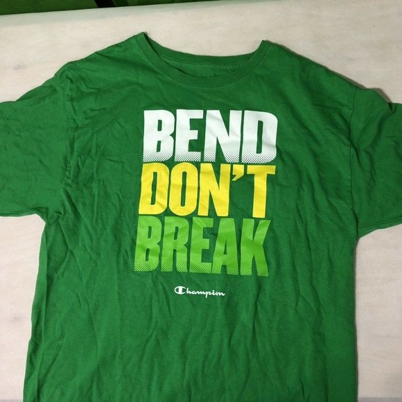 VINTAGE Champion Shirt BEND DON'T BREAK Green S/S - Picture 4 of 8